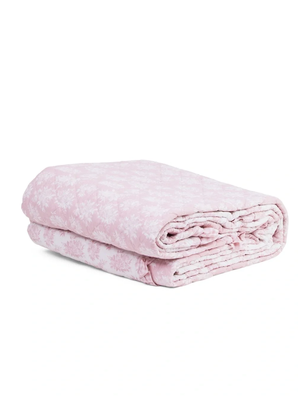 Shabby Chic Light Pink Floral Reversible Quilt Set